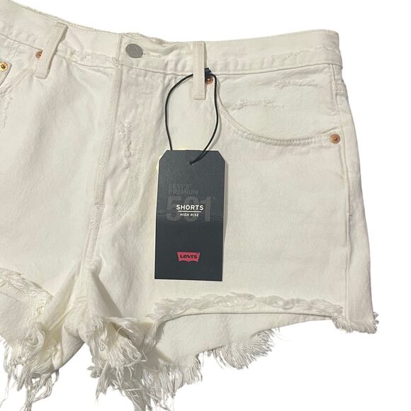 Levi’s 501 Signature Button Fly High Rise Cream Denim Shorts Women's Size 31 - Picture 5 of 14